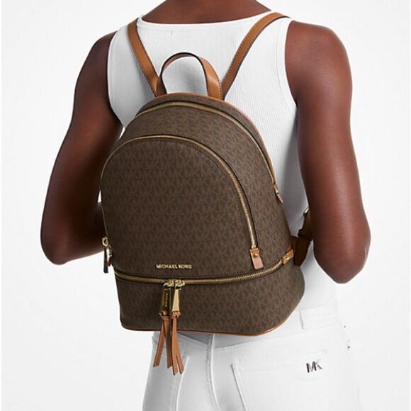 Michael Kors Rhea Medium Blue Logo Backpack - Picture 2 of 15